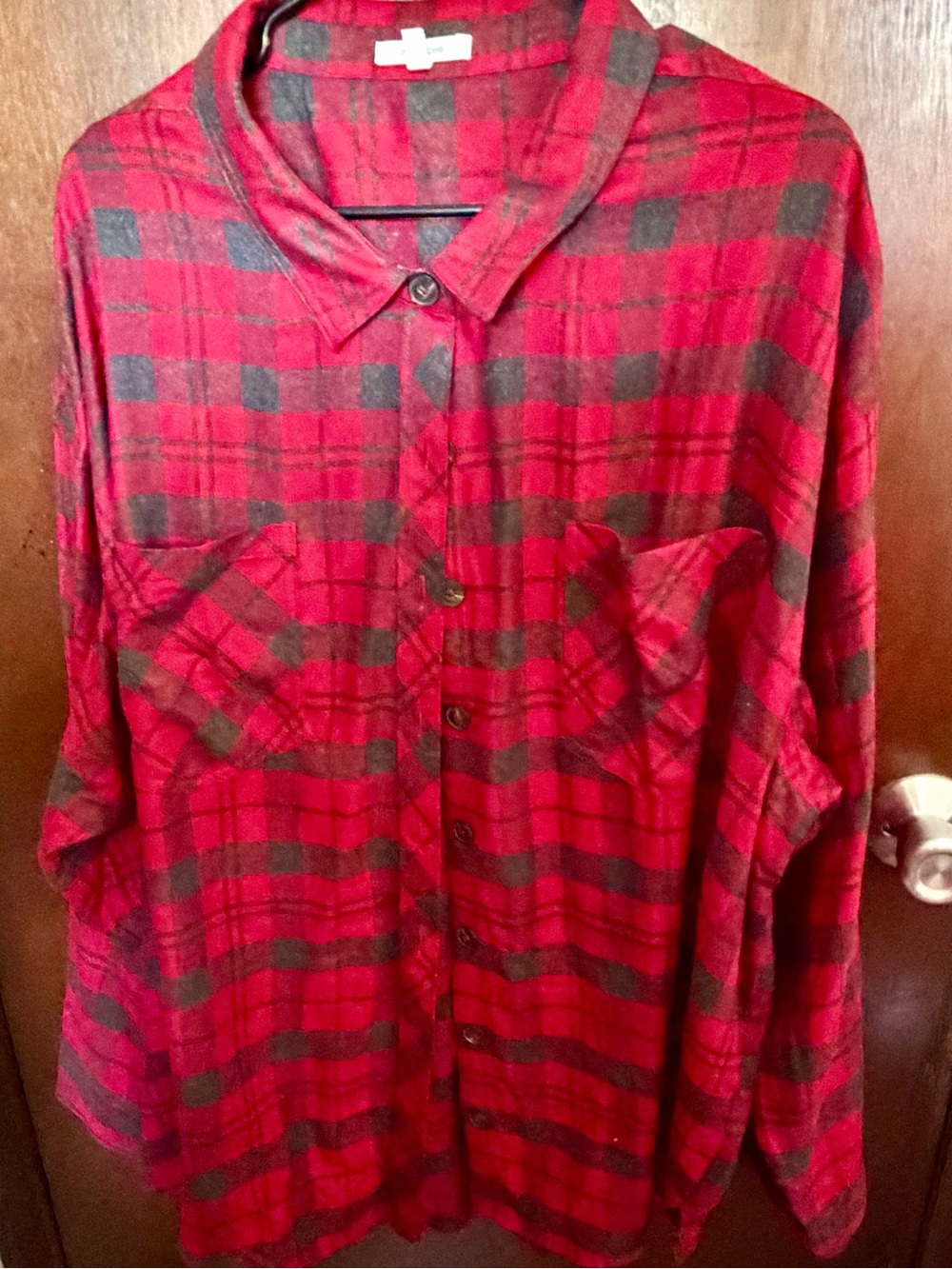 MAURICES Red & Charcoal Grey Plaid Flannel Button Down Shirt 4X